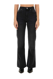 Isabel Marant women’s black high-waisted flared denim jeans with straight-leg cut and classic five-pocket design