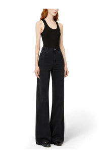 Isabel Marant women’s black high-waisted wide-leg jeans with a sleek straight-cut silhouette