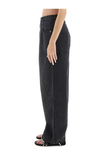 Isabel Marant women’s black high waist wide-leg denim jeans with classic front pockets