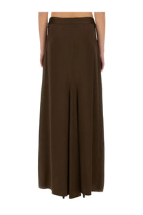 Isabel Marant women’s kayana long skirt brown sleek dark brown high waisted satin like maxi skirt front view