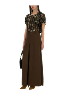 Isabel Marant women’s brown wide-leg trousers with a smooth tailored fit from the Kayana long skirt collection