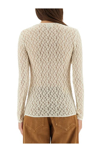 Isabel Marant women’s cream-colored long-sleeved sweater with intricate openwork lace knit pattern