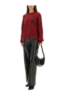 Black leather crescent-shaped handbag with gold-tone hardware and studded detailing for isabel marant womens leather ciarra pants black