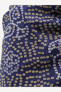 Isabel marant women’s lucilia cotton and silk blend navy blue scarf with white and gold square motifs pattern