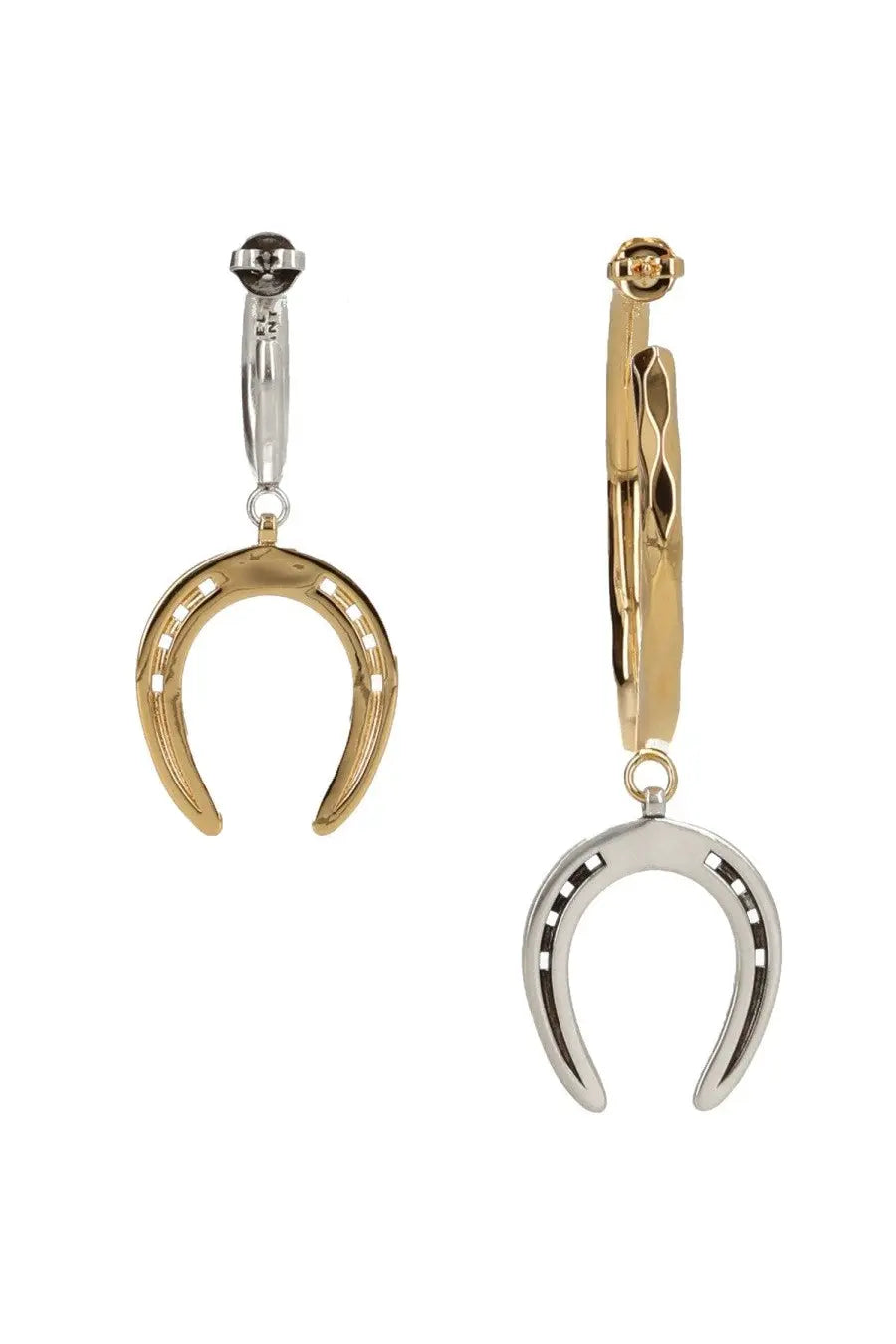 Isabel marant women’s orecchini byrne asymmetric multicolor gold and silver horseshoe drop earrings with polished finish