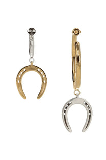 Isabel marant women’s orecchini byrne asymmetric multicolor gold and silver horseshoe drop earrings with polished finish
