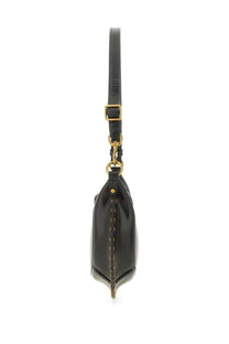 Isabel Marant women’s black leather crossbody bag with gold-tone hardware and contrasting stitching