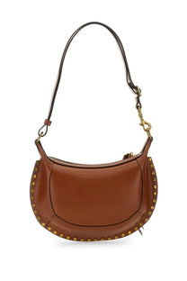 Isabel Marant women’s oskan moon brown leather crescent crossbody bag with gold-tone studs and adjustable strap