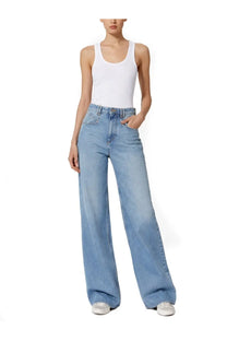 Isabel Marant light-wash denim wide-leg jeans in lemony blue with high waist and classic five-pocket design
