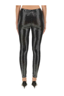 Isabel marant women’s pants joshua black shiny black and silver sequined tight form-fitting leggings