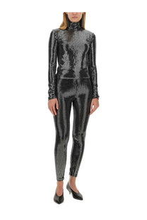 Isabel marant women’s pants joshua black shown as a shimmering black and silver sequined high neck jumpsuit with long sleeves