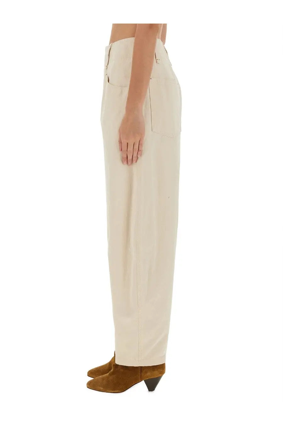 Isabel Marant women’s cream-colored high-waisted straight-leg trousers with subtle front pockets