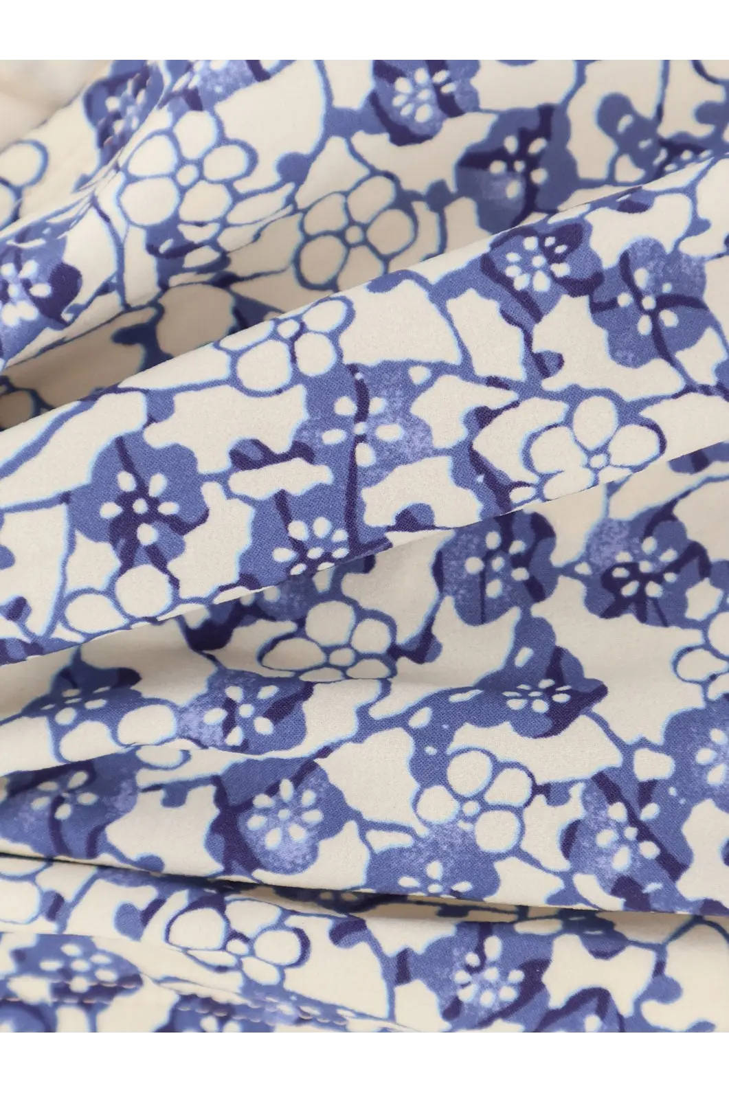 Isabel Marant women’s salma bikini top in blue with white floral patterned fabric and delicate textured weave