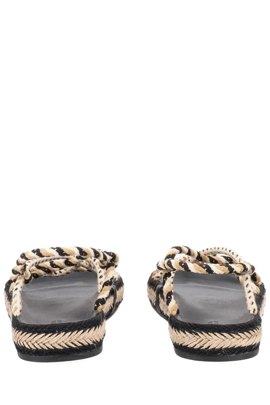 Isabel Marant women’s sandalo kitza black braided espadrille sandals with black and beige woven rope design