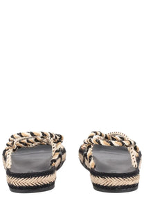 Isabel Marant women’s sandalo kitza black braided espadrille sandals with black and beige woven rope design