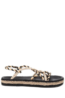 Isabel Marant women’s sandalo kitza black espadrille sandal with braided beige and black rope straps
