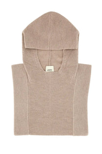 Isabel Marant women’s ribbed beige hooded sweater with soft textured knit and minimalist design