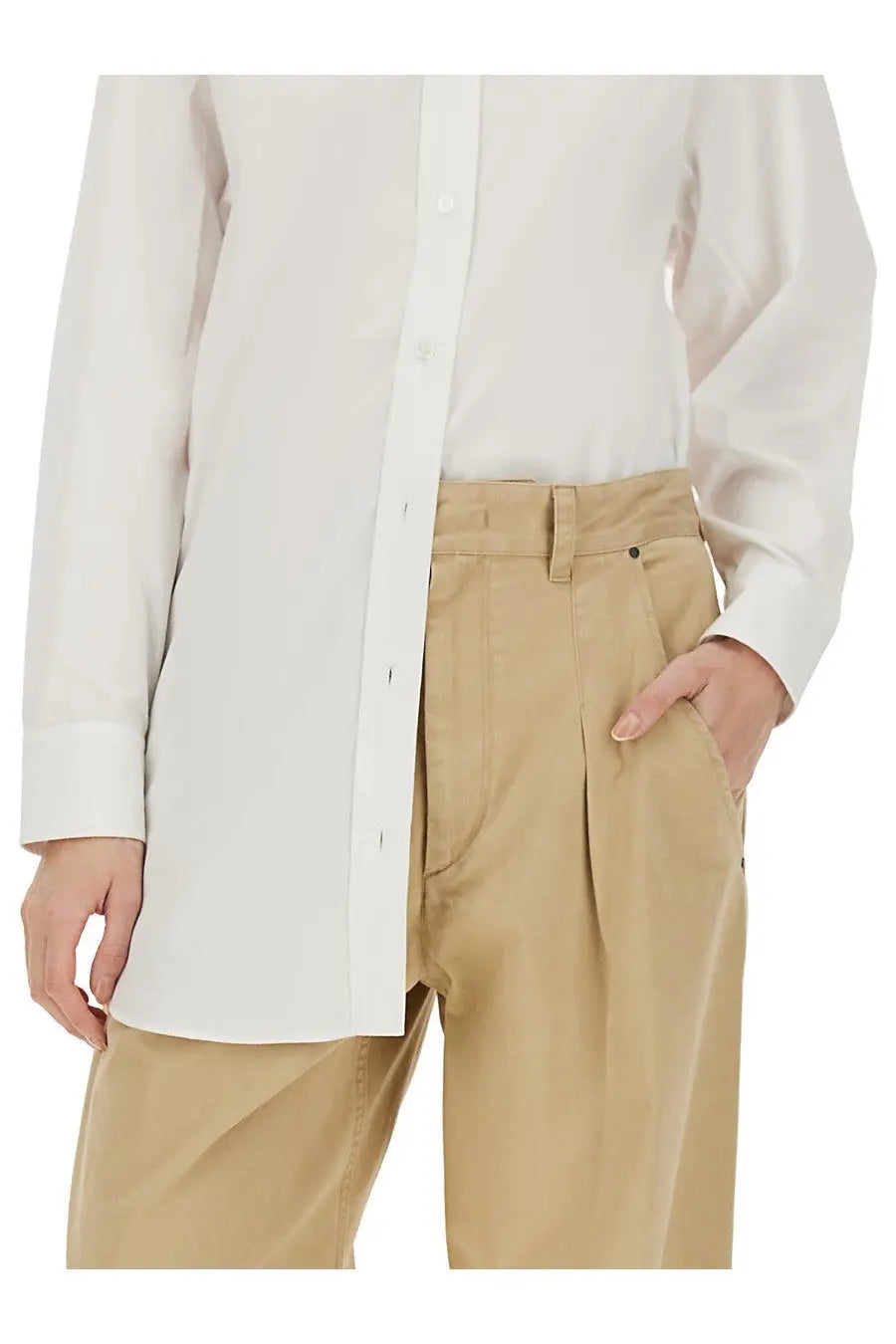 Isabel Marant women’s crisp white long-sleeved button-down shirt with a clean minimalist design