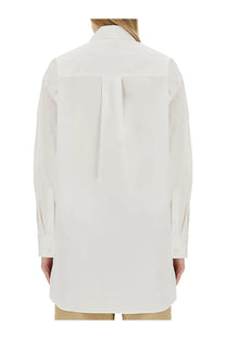 Isabel marant women’s white long-sleeved relaxed fit shirt with subtle back pleats shown from the back side