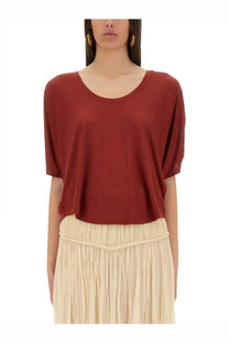 Isabel Marant women’s rust-colored short-sleeved shirt with relaxed fit and slightly flared sleeves