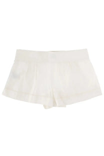 Isabel Marant women’s cream-colored lightweight sheer shorts with ruffled hem and elastic waistband