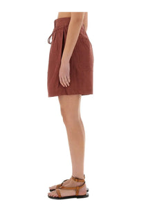 Isabel Marant women’s rust-colored high-waisted cotton shorts with drawstring waist and front pockets