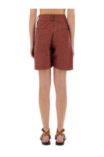 Isabel Marant women’s rust-colored high-waisted shorts with two front pockets and a drawstring waistband