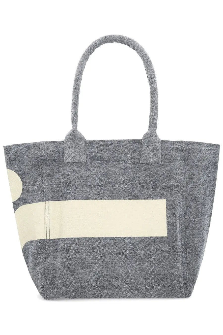 Isabel Marant women’s small yenky tote bag in gray heathered fabric with cream abstract graphic design