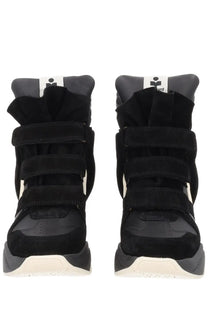 Isabel Marant women’s sneaker balskee black high-top suede and rubber with three velcro straps and white midsole