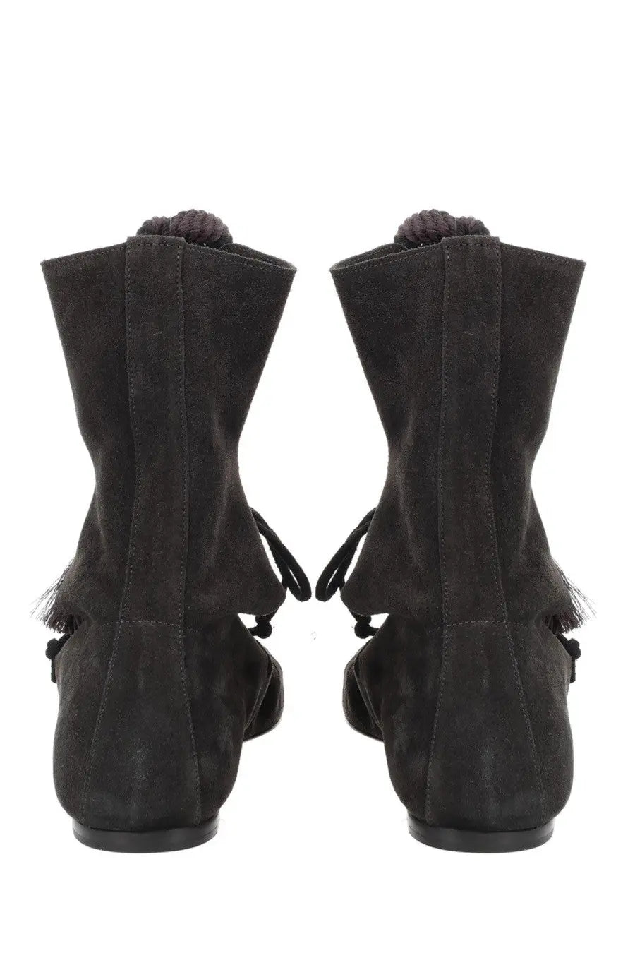 Isabel Marant women’s stivale liade black suede ankle boots with frayed tassels and pom-pom detail at the top