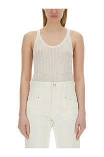 Isabel Marant women’s off-white ribbed knit tank top with a delicate scoop neckline in lightweight fabric