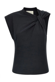 Isabel Marant women’s black sleeveless top with draped knot detail at neckline perfect for stylish casual wear