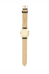 Isabel Marant women’s watch oval multicolor with gold-tone minimalist design black leather strap and matching gold buckle