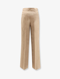 Pinko Women's Jacopone Linen and Viscose Trousers Beige