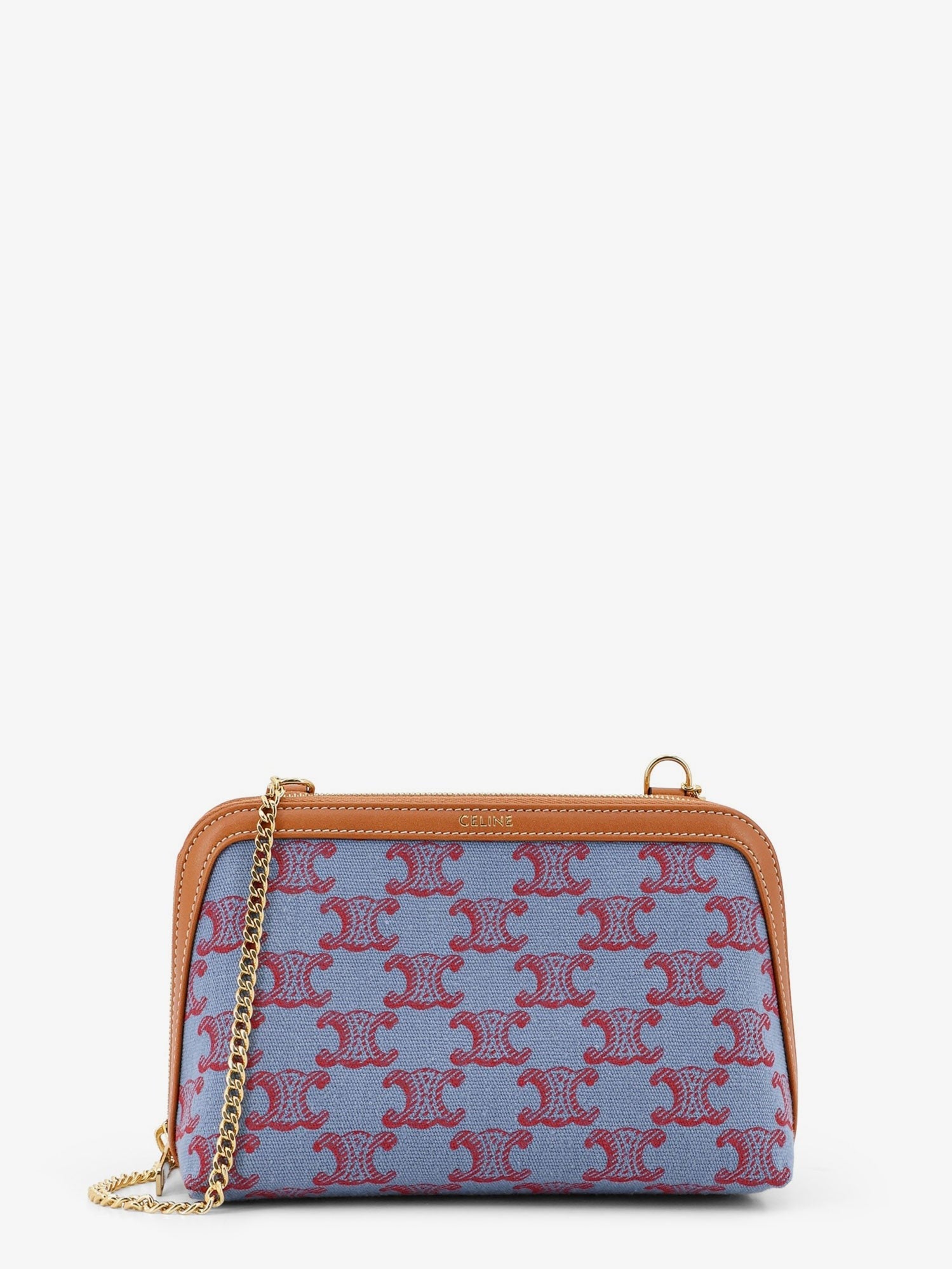 Celine Women's Jacquard Fabric Crossbody Bag Blue