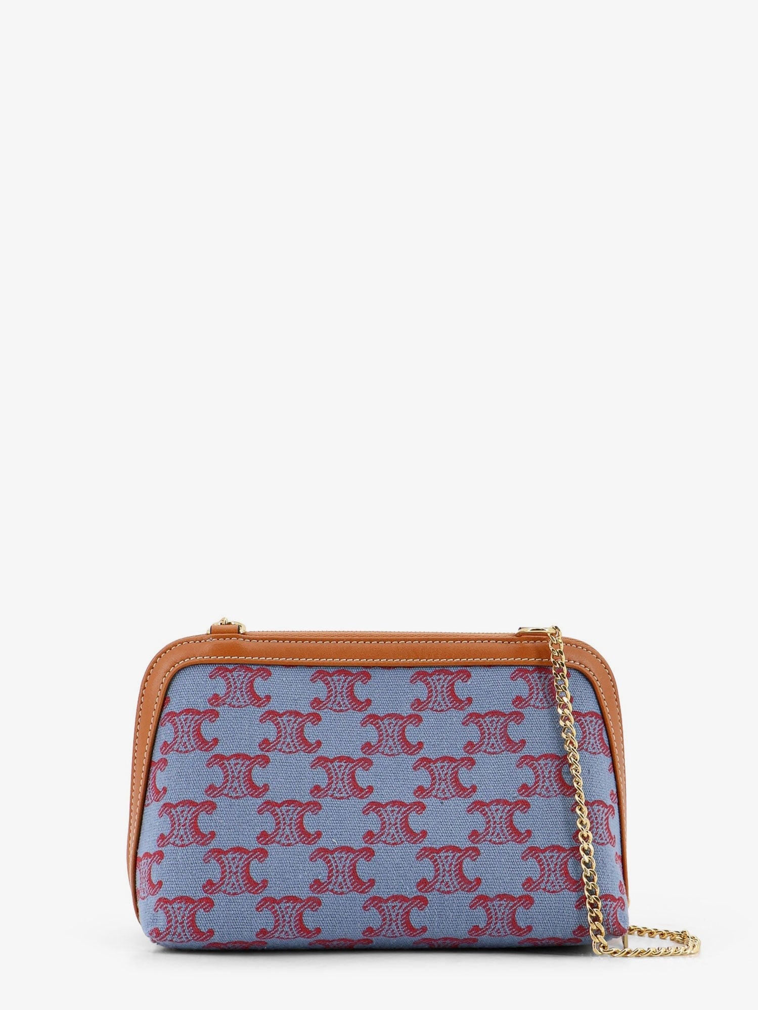 Celine Women's Jacquard Fabric Crossbody Bag Blue