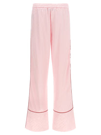 Off-White Jacquard Satin Pajama Pants Blue