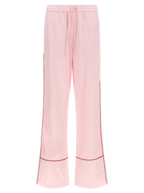 Off-White Jacquard Satin Pajama Pants Blue