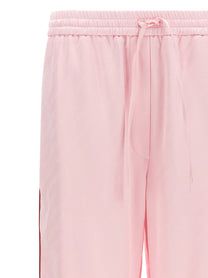 Off-White Jacquard Satin Pajama Pants Blue