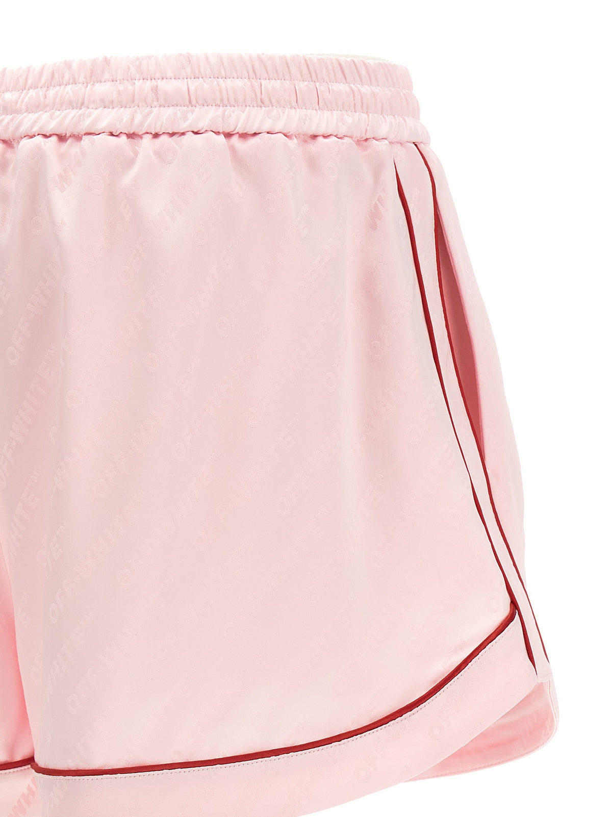 Off-White Jacquard Satin Pajama Shorts Blue