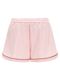 Off-White Jacquard Satin Pajama Shorts Blue