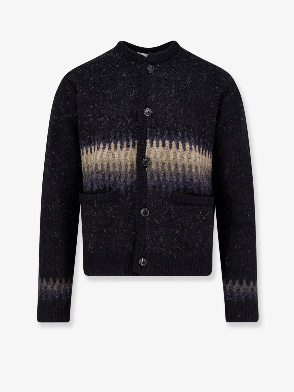Tonywack Unisex Jacquard Unisex Alpaca Cardigan Black