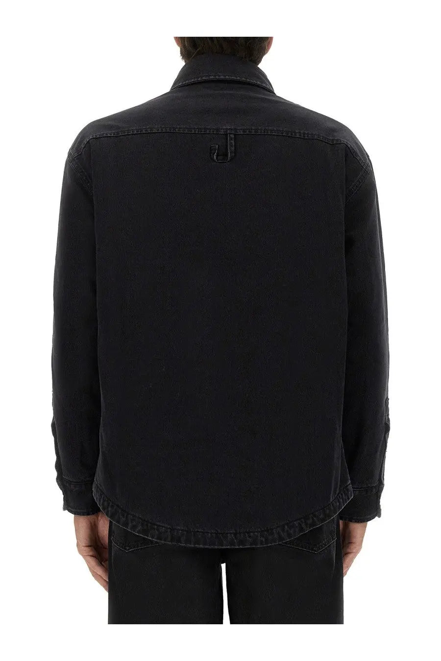 Jacquemus men’s boulanger shirt black black denim jacket with classic collar and subtle stitching details