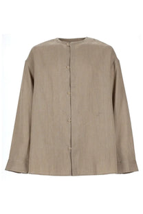 Jacquemus men’s camicia pastro beige linen button-up shirt with subtle textured weave and matching buttons