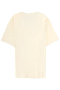 Jacquemus men’s grosgrain shirt beige cream-colored oversized cotton t-shirt with relaxed fit and short sleeves