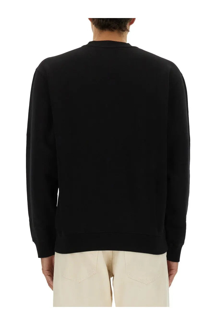 Jacquemus men’s black grosgrain sweatshirt with long sleeves ribbed cuffs and crewneck design