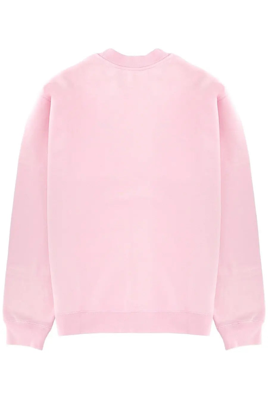 A soft pink jacquemus men’s crewneck sweatshirt with smooth plain fabric and ribbed cuffs