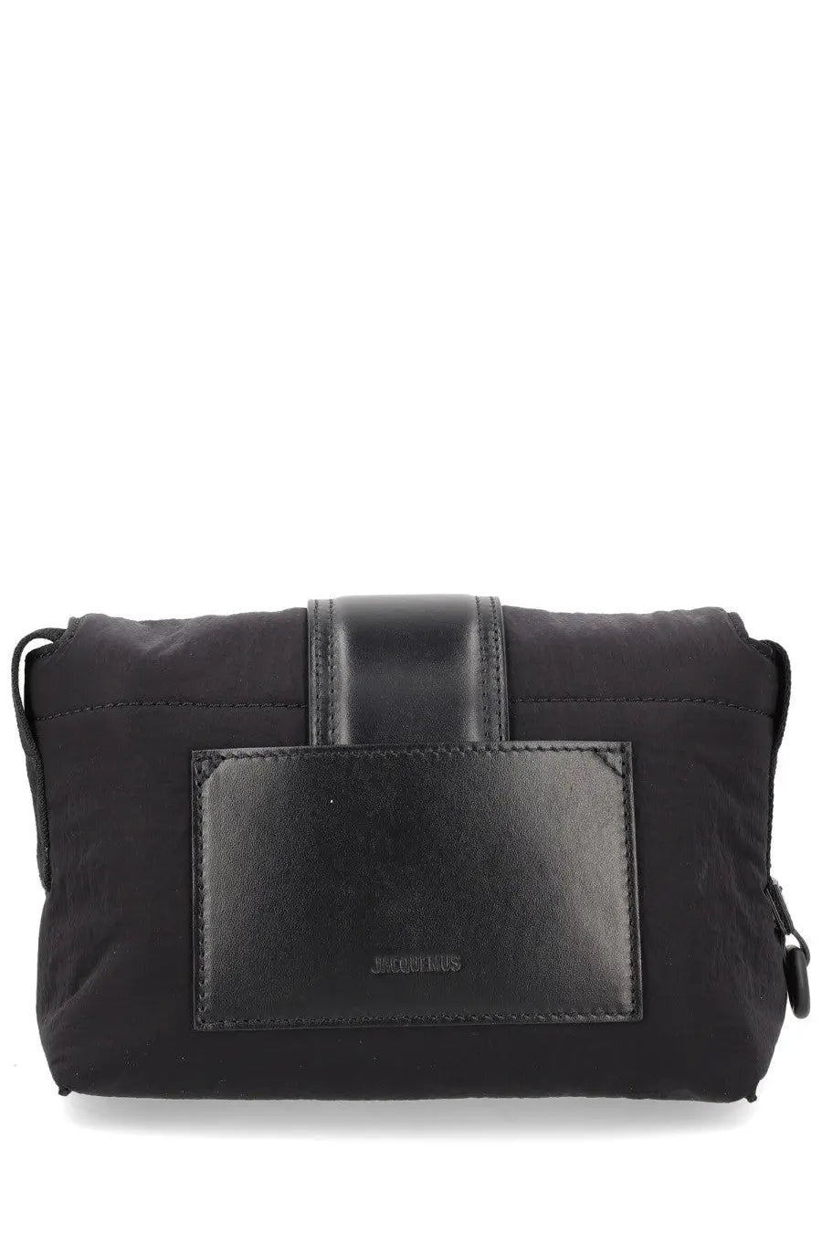 Jacquemus men’s le bambino bag black nylon crossbody with leather flap and brand logo patch