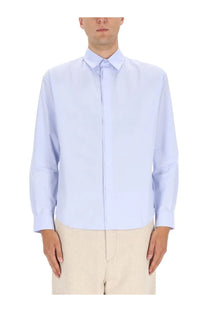 Jacquemus men’s le simon light blue long-sleeved button-down shirt with crisp collar and clean lines