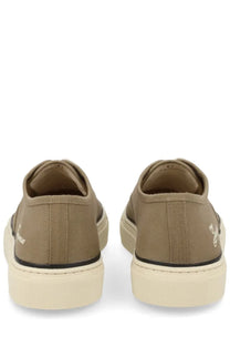 Jacquemus men’s sneaker é é brown tan canvas slip-on with cream rubber sole and black stitching details